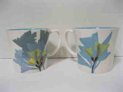 2 Starbucks Hand Painted 2009 Mug Cups White Blue Green Floral ~ RARE~ SET OF 2 - Sold on eBay Mar, 10th 2019 for $14.99