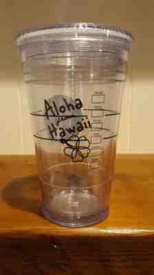 Starbucks Aloha From Hawaii Tumbler Mug 16 oz 2009 Cold Cup Clear Insulated - Sold on eBay Mar, 10th 2019 for $9.00