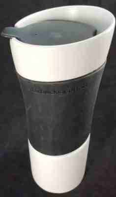 Starbucks Coffee 2009 White Black Rubber Grip Ceramic Travel Mug Traveler 14oz - Sold on eBay Mar, 6th 2019 for $27.95