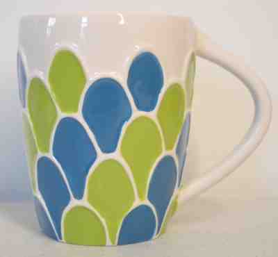 STARBUCKS 2009 Hand Painted Embossed Peacock Design Ceramic Coffee Mug 14 fl. oz - Sold on eBay Feb, 24th 2019 for $10.00