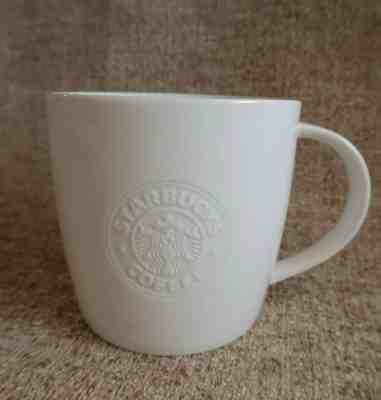 2009 STARBUCKS White EMBOSSED Logo Mermaid Large 16 oz BONE CHINA Coffee Mug  - Sold on eBay Feb, 16th 2019 for $13.99