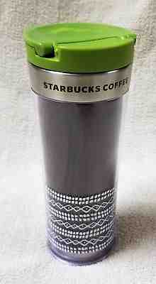 Starbucks 12 oz Travel Mug Tumbler Plastic w/ Lid 2009 Faux Wood Gran Green Lid - Sold on eBay Feb, 15th 2019 for $12.00