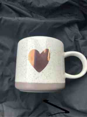 Starbucks 2017 Ceramic Heart Mug 12 oz Rose Gold Speckled Taupe Base Valentines - Sold on eBay May, 11th 2019 for $11.99