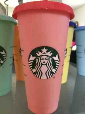 Starbucks Color Changing Cup ONE CUP, ONE STRAW, ONE LID Rose To Coral Red - Sold on eBay May, 11th 2019 for $25.00