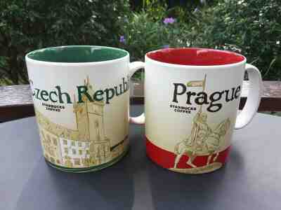 Set of 2 Original Starbucks City Mugs 16 oz CZECH REPUBLIC & PRAGUE Discontinued - Sold on eBay May, 8th 2019 for $68.00