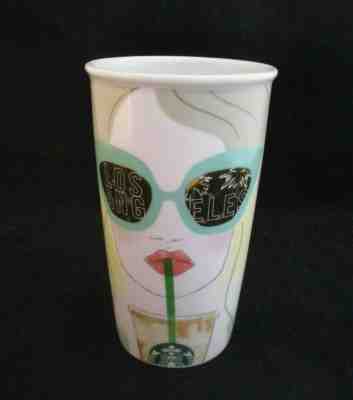 Starbucks Travel Mug 2016 Limited Edition Los Angeles Girl Drinking with a Straw - Sold on eBay May, 10th 2019 for $28.00