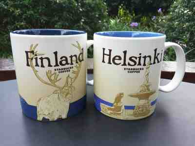 Set of 2 Original Starbucks City Mugs 16 oz FINLAND & HELSINKI Discontinued