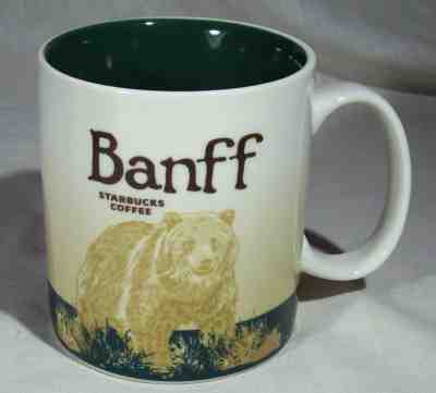 STARBUCKS COFFEE MUG BANFF ALBERTA CANADA 16 FL OZ/473 MI CERAMIC  BEAR  