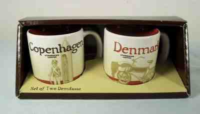2 Demitasse Starbucks City Mugs 3 oz DENMARK & COPENHAGEN Series 2015 & 2017 NEW - Sold on eBay May, 5th 2019 for $33.50