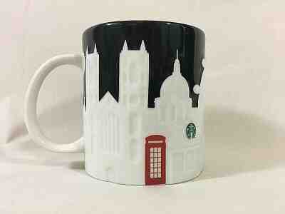 Starbucks London Relief Mug Cup Black White Big Ben Eye Tower Phone Booth New  - Sold on eBay May, 4th 2019 for $55.00