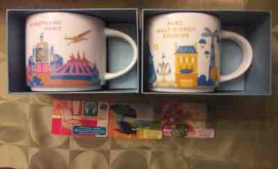 2 Starbucks Disneyland Paris + Parc Walt Disney Studio You Are Here YAH Mug Set - Sold on eBay Apr, 25th 2019 for $130.00