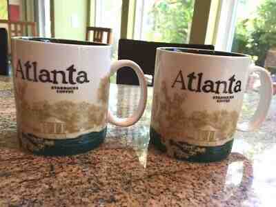 Lot of 2 Starbucks Mugs Atlanta  2011 City global icon collection 16 oz. - Sold on eBay May, 5th 2019 for $16.77
