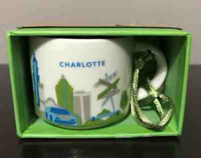 New Starbucks 2oz Coffee Mini Mug Ornament You Are Here Charlotte, NC NIB - Sold on eBay May, 6th 2019 for $24.99