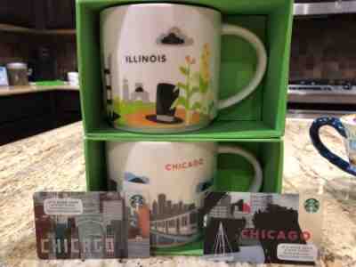 Starbucks You Are Here Illinois & Chicago Mugs With Two Bonus Cards - Sold on eBay May, 10th 2019 for $34.99