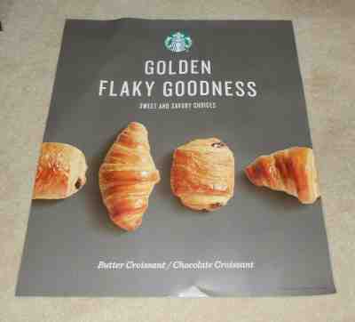 RARE 2016 STARBUCKS Golden Flaky Croissant La Boulange Poster Sign Store Display - Sold on eBay May, 11th 2019 for $10.00