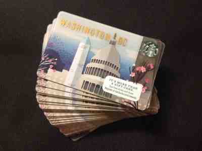 Starbucks Gift Cards Washington DC lot of 20 pins are all covered NEW 2015 - Sold on eBay May, 11th 2019 for $11.99