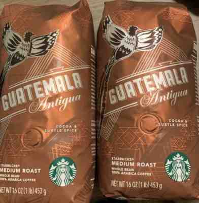 (2) 1 Lb Bags Starbucks Guatemala Antigua  "Whole Bean" Coffee Medium Roast - Sold on eBay May, 7th 2019 for $19.00