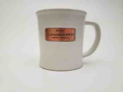 Starbucks Coffee MUG 2010 White with Copper Logo Plate 16 oz - Sold on eBay May, 12th 2019 for $12.49