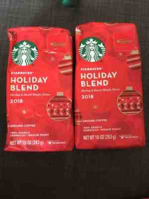 2 Starbucks Holiday Blend 2018 Medium Roast Ground Coffee 10oz Bags - Sold on eBay Apr, 27th 2019 for $19.99