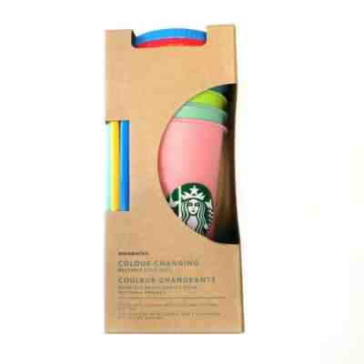 NEW Starbucks 2019 Color Changing Reusable Cold Cup Tumblers 5 Cups Venti 24oz - Sold on eBay May, 9th 2019 for $89.99