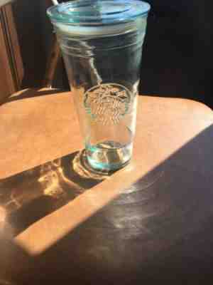 Starbucks Recycled Glass Tumbler 20 ounce Cold Cup Made in Spain With Top - Sold on eBay May, 11th 2019 for $26.00