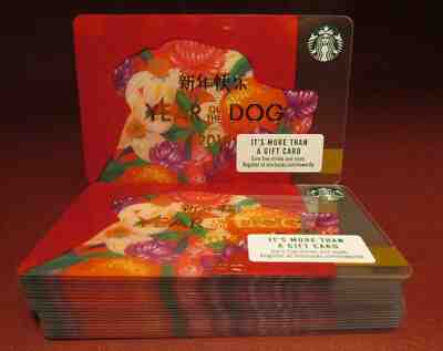 Lot of 6 Starbucks 2018 YEAR OF THE DOG Gift Cards New with Tags - Sold on eBay Apr, 14th 2019 for $8.56