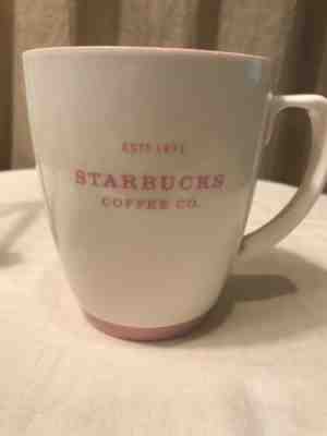 Starbucks Coffee Mug Est 1971 Barista Abbey White Pink Trim 2006 18oz Valentine - Sold on eBay May, 4th 2019 for $25.60