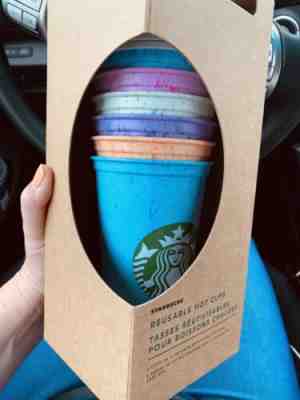Starbucks Hot Reusable Cups New Color Changing 6 Pack Marble With Lids - Sold on eBay May, 10th 2019 for $30.00