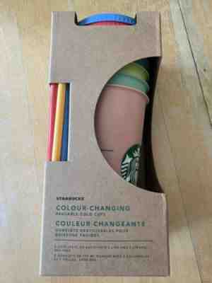 Starbucks Color Changing Reusable Cold Cup Collection Pack of 5 Lids Straws 24oz - Sold on eBay May, 10th 2019 for $61.57