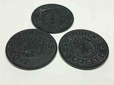 3 Vintage Starbucks Coffee Coaster 1988 Umbra Canada Siren Black Rubber RARE - Sold on eBay May, 7th 2019 for $15.00