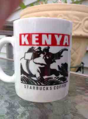 Vintage 1990s Starbucks Kenya Ceramic Coffee 12 oz Mug Cup Elephant Lion Hunting - Sold on eBay Apr, 27th 2019 for $19.28