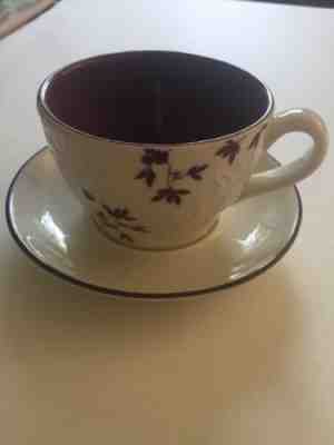 STARBUCKS White/Purple FLOWERS & LEAVES 9 oz COFFEE  MUG 2006 And Saucer - Sold on eBay May, 10th 2019 for $14.99