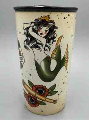 Starbucks 2015 Tattoo Mermaid Siren Sailor Ceramic Travel Mug Cup Tumbler 12 OZ - Sold on eBay May, 8th 2019 for $60.00