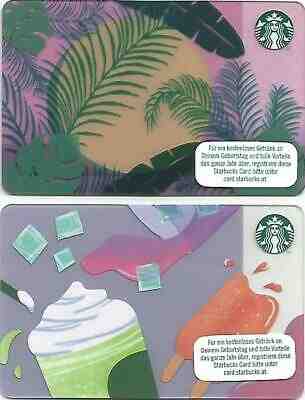 AUSTRIA  Starbucks cards  NEW " Plant leaves & Ice Cream " 2019 - set of 2 - Sold on eBay May, 6th 2019 for $7.45