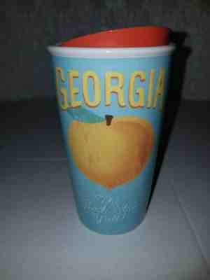 Starbucks Georgia Peach 16 oz Double Wall Ceramic Mug Tumbler EUC HTF - Sold on eBay May, 4th 2019 for $20.00