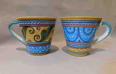 Starbucks Sberna Deruta Hand Painted Mugs (2) ITALY, Raised embellishments - Sold on eBay May, 1st 2019 for $12.98