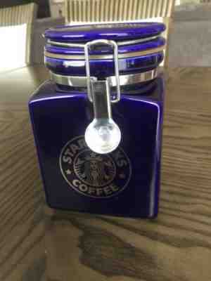Starbucks Siren Blue Gold 6" Ceramic Square Canister Jar Bee House Japan Vintage - Sold on eBay May, 4th 2019 for $28.80