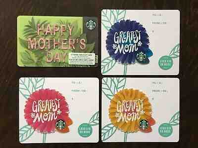 Canada Series Starbucks "MOTHERS DAY SET 2019" (4) Gift Cards - New No Value - Sold on eBay May, 10th 2019 for $3.80