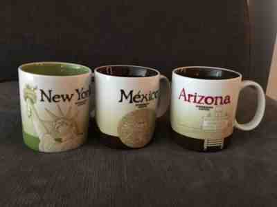 STARBUCKS COLLECTOR SERIES MUGS ARIZONA MEXICO NEW YORK USED GOOD CONDITION 16OZ - Sold on eBay Apr, 26th 2019 for $18.50