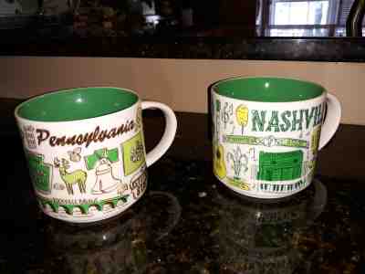 (2) STARBUCKS 'BEEN THERE SERIES' MUSGS 14 OUNCE PENNSYLVANIA NASHVILLE NWOB - Sold on eBay Apr, 26th 2019 for $18.95