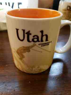 Starbucks Collectible Global Icon 2012 Utah Downhill Skier Ceramic Mug ORANGE - Sold on eBay May, 10th 2019 for $110.00