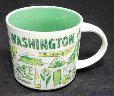 Starbucks Coffee 2017 White Been There Washington State Tea Cup 14 oz Globe Col - Sold on eBay May, 11th 2019 for $20.95
