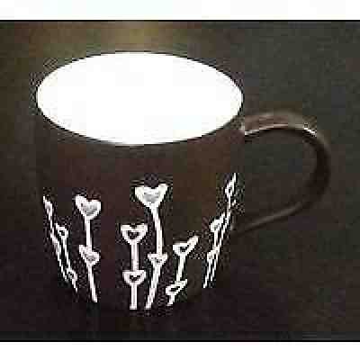 Starbucks Brown Coffee Mug Hearts Flowers Hand Painted 2009 - Sold on eBay May, 15th 2019 for $13.36