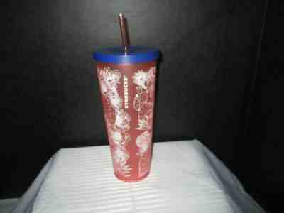 NEW Starbucks Tumbler Summer 2019 Venti 24oz Matte Coral White Cactus Succulent - Sold on eBay May, 15th 2019 for $19.50