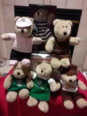 STARBUCKS - Lot Of 6- Barista Bears Plush - Pike Place Taiwan Hong Kong Holiday - Sold on eBay May, 13th 2019 for $11.50