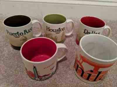 Lot 5 Starbucks Mugs Global Icon Puerto Rico Houston Dallas City Manila Alabama - Sold on eBay May, 12th 2019 for $15.50