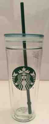 Starbucks Venti Clear Glass Double Wall Tumbler With Straw Cold Cup 20 oz 2016 - Sold on eBay Apr, 15th 2019 for $33.00