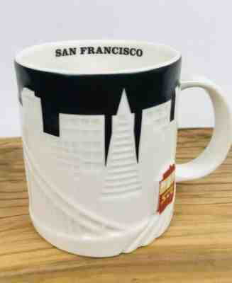 Starbucks 2012 San Francisco City Relief Coffee Mug Black White Cable Car 18 oz - Sold on eBay May, 7th 2019 for $35.00