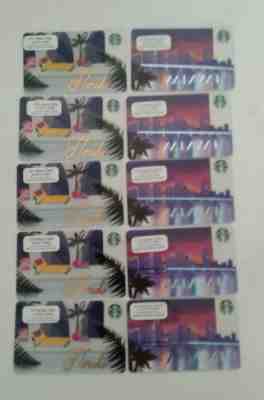 Lot x 20 Starbucks Gift Cards (10) MIAMI - (10) FLORIDA COLLECTIBLE - MINT - Sold on eBay May, 14th 2019 for $3.99