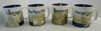 Starbucks Collector Series 16oz Mugs Chicago Orange County Vancover Pike Place - Sold on eBay May, 6th 2019 for $52.95